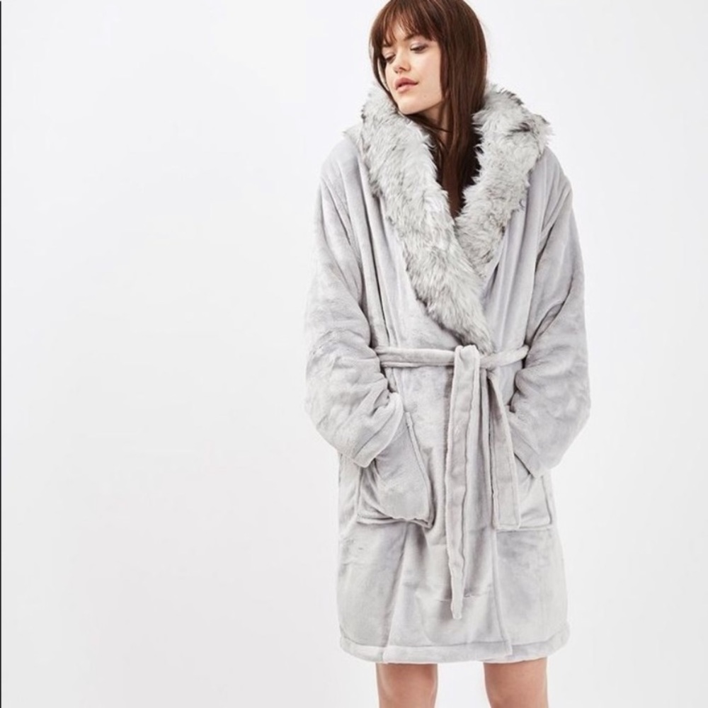 Topshop Fur Hooded Robe